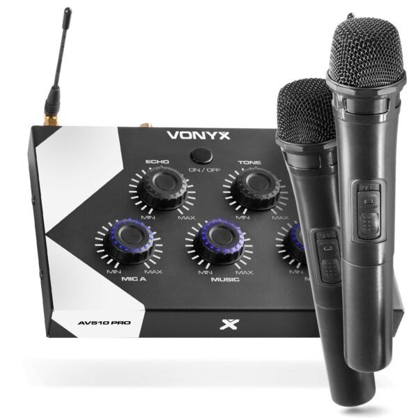 Aanbieding Vonyx AV510 Bluetooth karaoke set met 2x draadloze microfoon (ean 8715693319545)