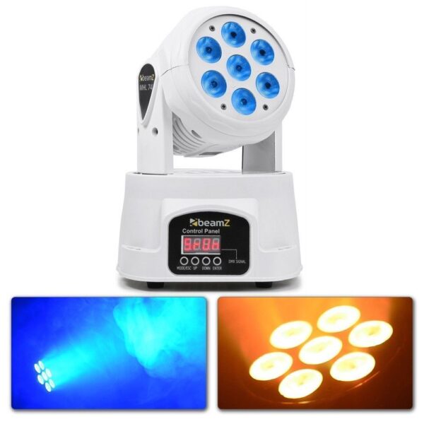 Aanbieding BeamZ MHL74 Movinghead Wash met 7x 10W Quad LEDs - WIT (ean 8715693282962)