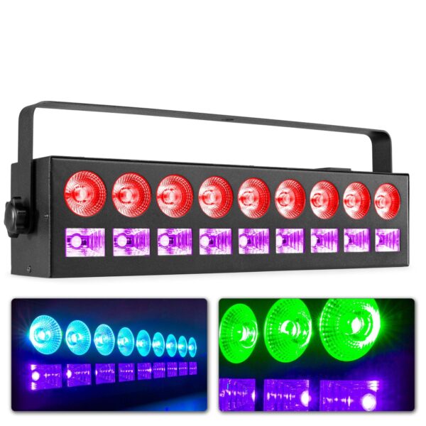 Aanbieding BeamZ LCB99 LED bar met 9x kleuren LED&apos;s en 9x blacklight LED&apos;s (ean 8715693331783)