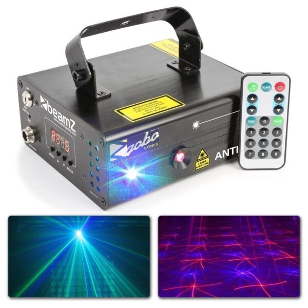 Aanbieding BeamZ Anthe II Dubbele Laser 600mW RGB Gobo met remote en DMX (ean 8715693289275)