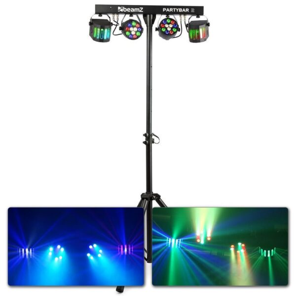 Aanbieding BeamZ Partybar2 lichtset - 2x LED par + 2x Derby incl. statief (ean 8715693301557)