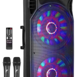 Aanbieding Fenton FT215LED dubbele 15 inch karaoke speaker 1600W met draadloze (ean 8715693299731)