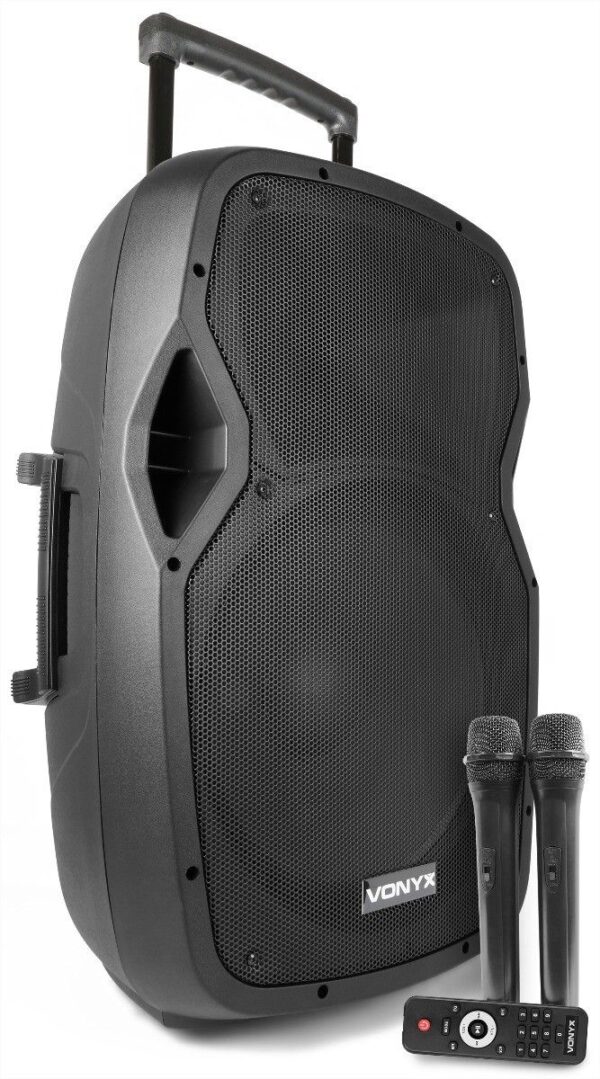 Aanbieding Vonyx AP1500PA Mobiele 15" speaker op accu 800W met microfoons