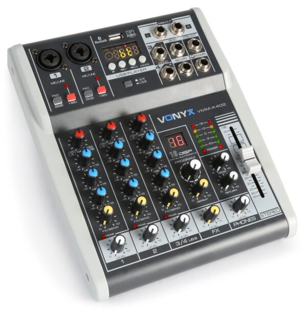 Aanbieding Vonyx VMM-K402 4 kanaals muziekmixer met Bluetooth en effecten (ean 8715693292299)