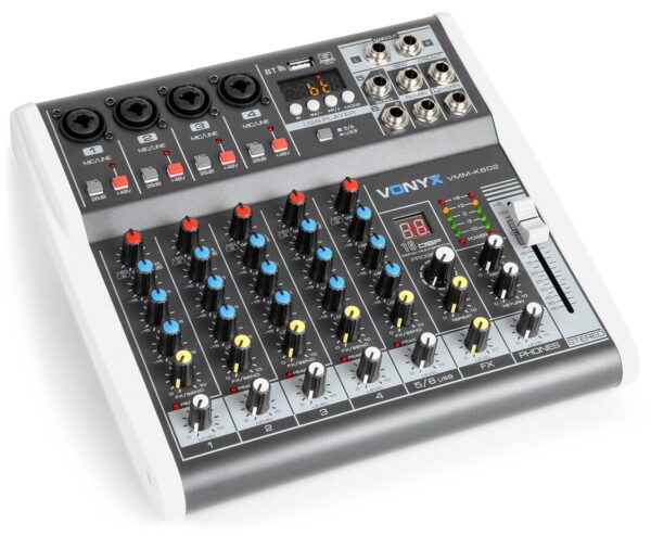 Aanbieding Vonyx VMM-K602 6 kanaals muziekmixer met Bluetooth en effecten (ean 8715693292305)