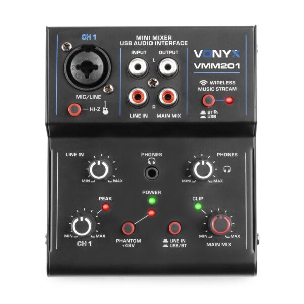 Aanbieding Vonyx VMM201 USB mixer - 2-kanaals mengpaneel met Bluetooth en USB (ean 8715693322514)