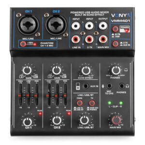 Aanbieding Vonyx VMM401 USB mixer - 4-kanaals mengpaneel met Bluetooth en USB (ean 8715693322552)