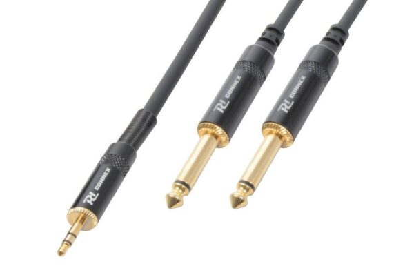 Aanbieding PD Connex Kabel 3.5 Stereo jack - 2x 6.3 Mono jack 3m (ean 8715693268386)