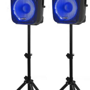 Aanbieding Vonyx VPS122A geluidsinstallatie 800W met stands en LED&apos;s (ean 8715693296570)