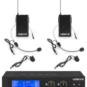 Aanbieding Vonyx WM522B draadloze headset microfoonset 2-kanaals VHF (ean 8715693301465)