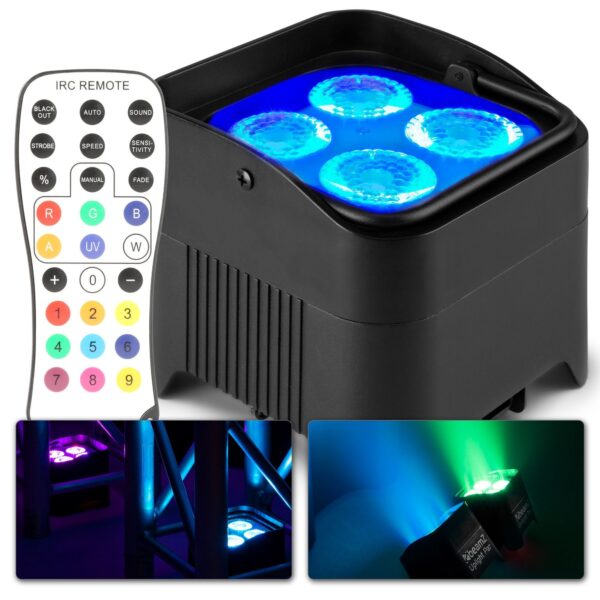 Aanbieding BeamZ BBP94W accu Uplight met 4x 12W LED&apos;s en draadloze DMX (ean 8715693311259)