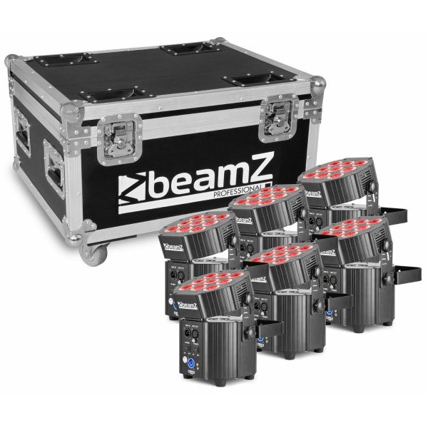 Aanbieding BeamZ BBP60 Uplighter set met 6 draadloze spots in flightcase (ean 8715693295290)