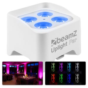 Aanbieding Retourdeal - BeamZ BBP90W Uplight PAR spot op accu met 4x 4W LED&apos;s Wit (ean 8715693343792)