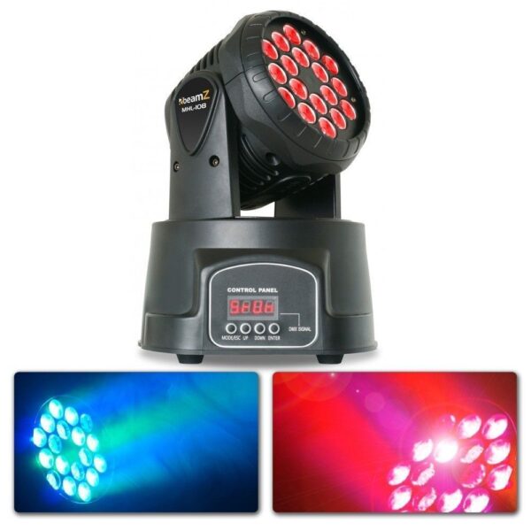 Aanbieding Retourdeal - BeamZ MHL108MK4 Compacte moving head 18x 3W RGB LEDs (ean 8715693294858)