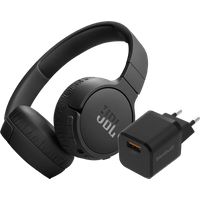 Koop JBL Tune 670NC Zwart + BlueBuilt Quick Charge Oplader met Usb A Poort 18W Zwart - JBL