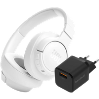 Koop JBL Tune 720BT Wit + BlueBuilt Quick Charge Oplader met Usb A Poort 18W Zwart - JBL