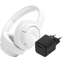 Koop JBL Tune 770NC Wit + BlueBuilt Quick Charge Oplader met Usb A Poort 18W Zwart - JBL