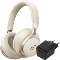 Koop Soundcore Space One Crème + BlueBuilt Quick Charge Oplader met Usb A Poort 18W Zwart - Soundcore