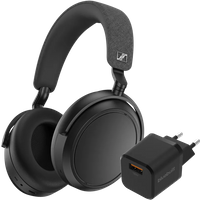 Koop Sennheiser Momentum 4 Wireless Zwart + BlueBuilt Quick Charge Oplader met Usb A Poort 18W - Sennheiser