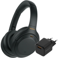 Koop Sony WH-1000XM4 Zwart + BlueBuilt Quick Charge Oplader met Usb A Poort 18W Zwart - Sony