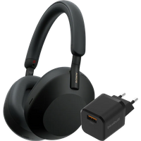 Koop Sony WH-1000XM5 Zwart + BlueBuilt Quick Charge Oplader met Usb A Poort 18W Zwart - Sony
